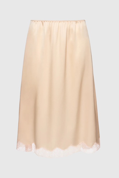 Silene Lace-trim Midi Skirt - Pink