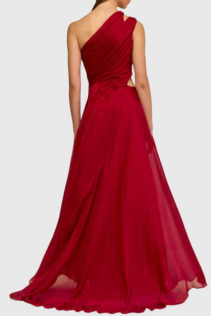Simeon One Shoulder Cutout Ruched Maxi Dress