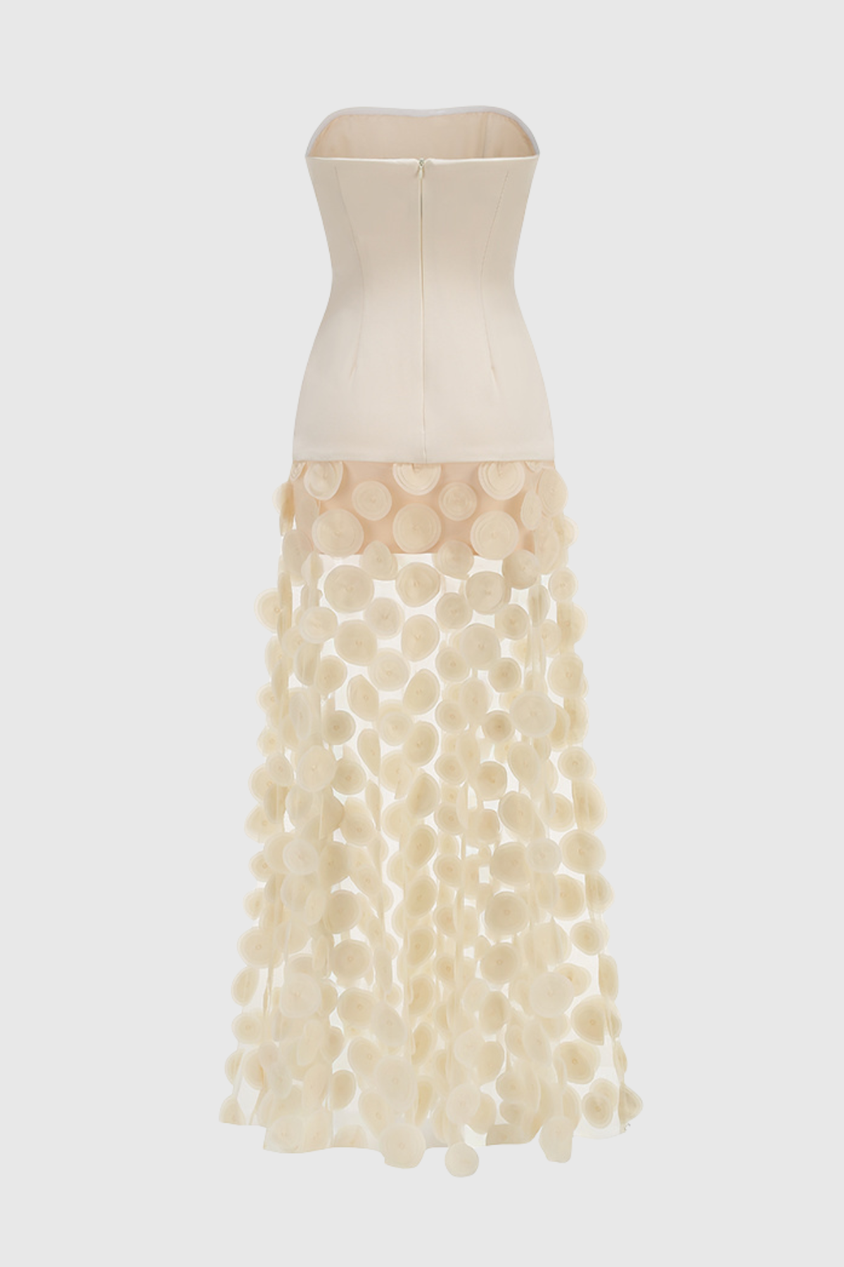 Sindri Strapless Dot Mesh Maxi Dress - Beige