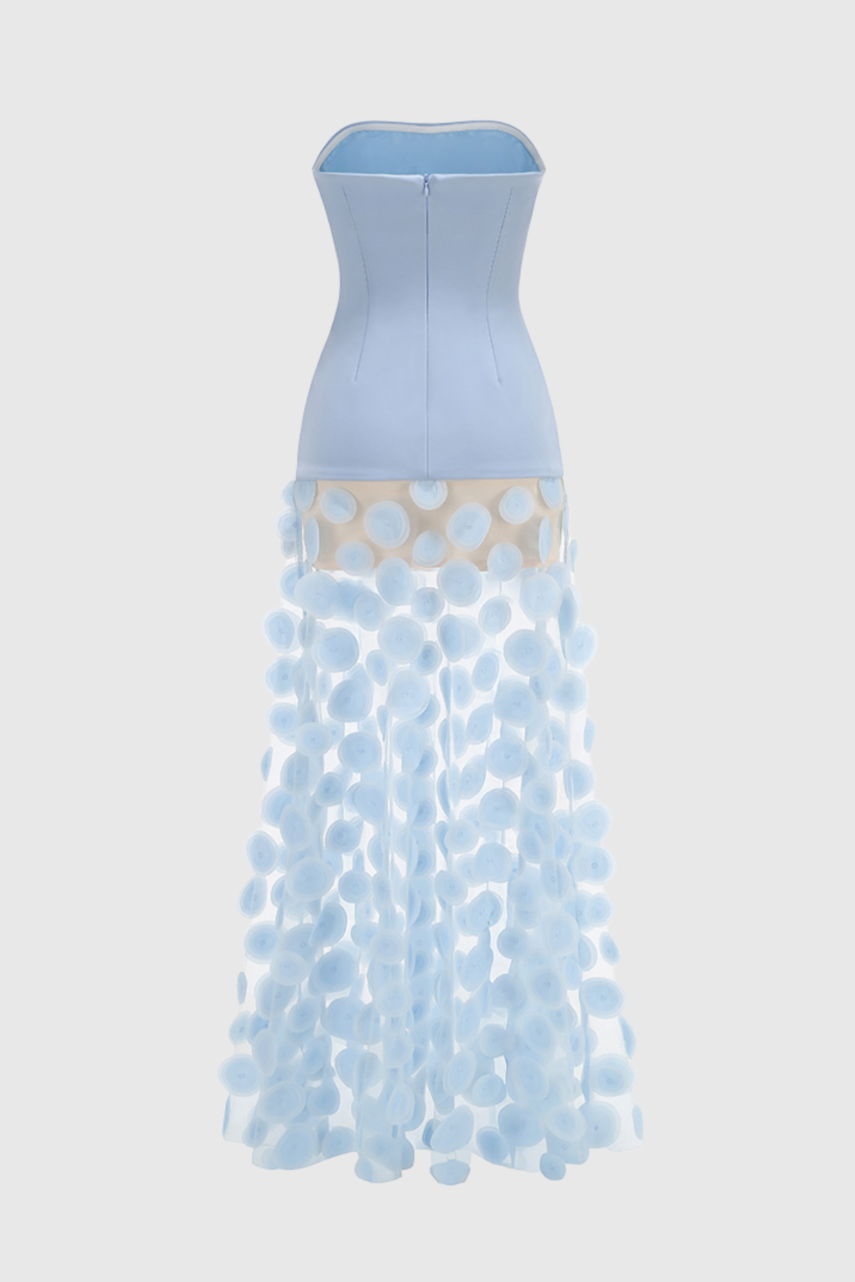 Sindri Strapless Dot Mesh Maxi Dress - Blue