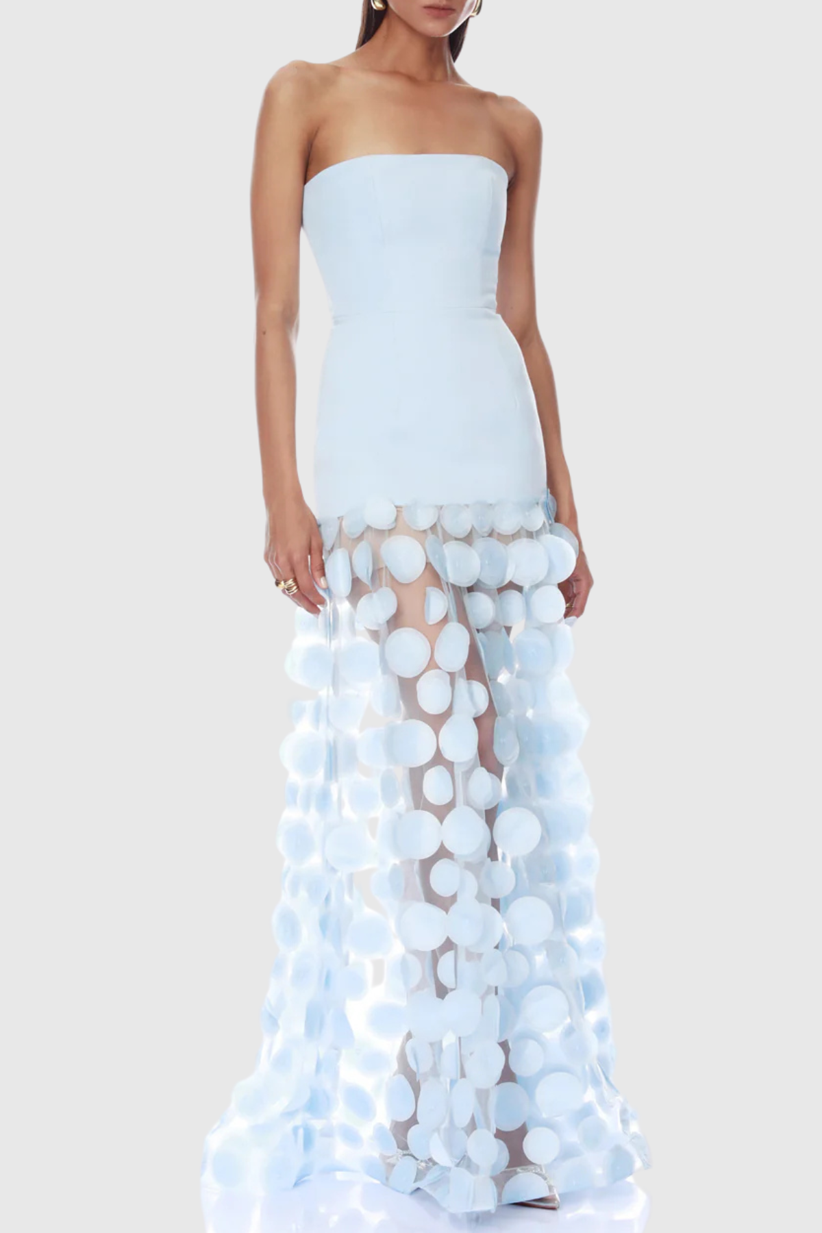 Sindri Strapless Dot Mesh Maxi Dress - Blue