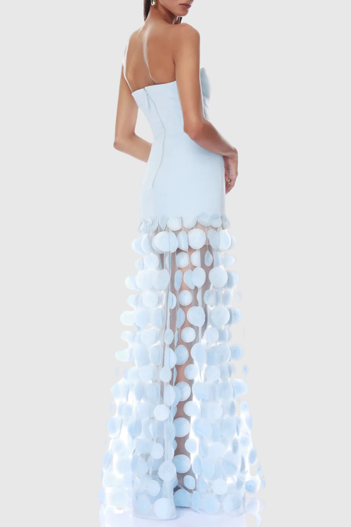 Sindri Strapless Dot Mesh Maxi Dress - Blue