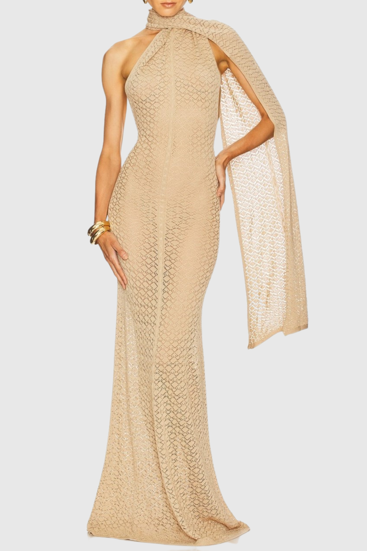 Siouse Backless Wrap Maxi Dress - Apricot