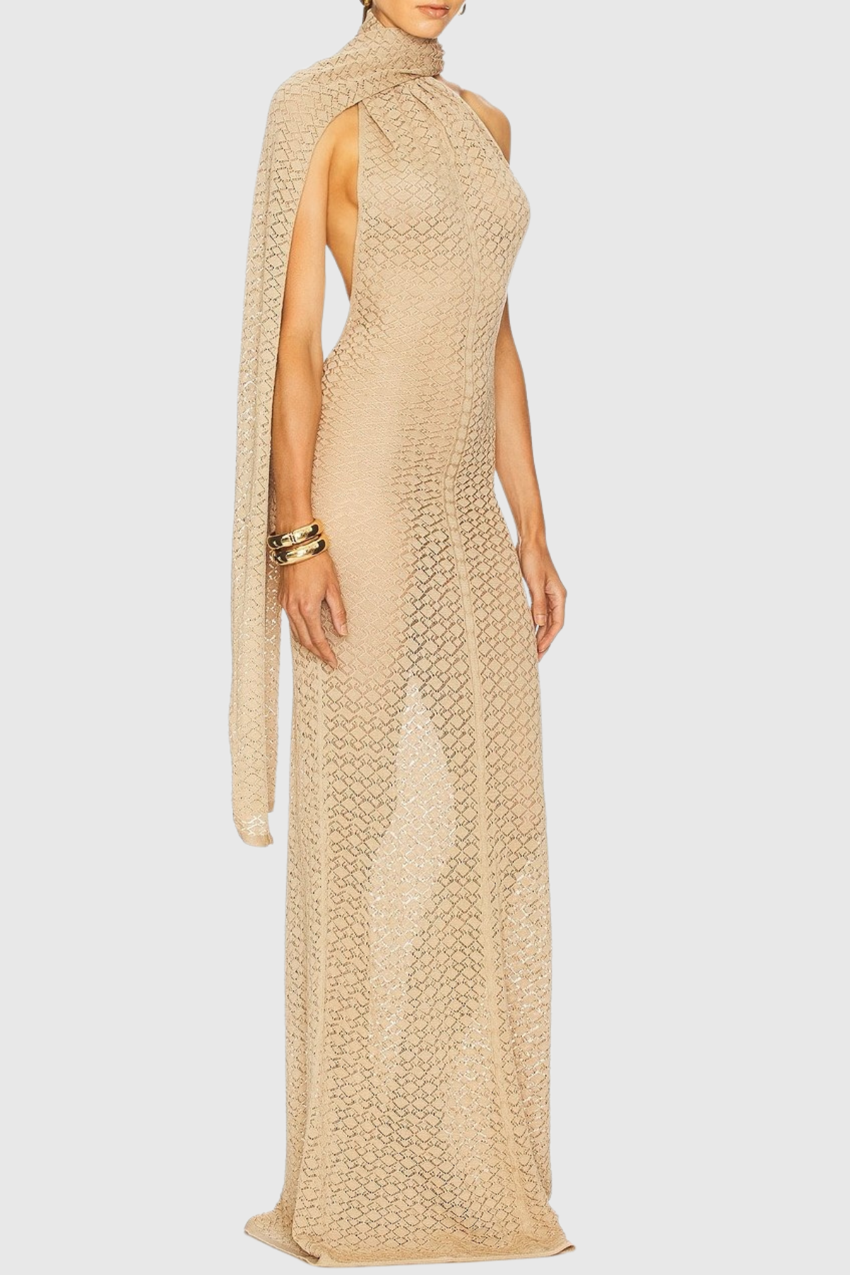 Siouse Backless Wrap Maxi Dress - Apricot