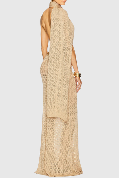 Siouse Backless Wrap Maxi Dress - Apricot