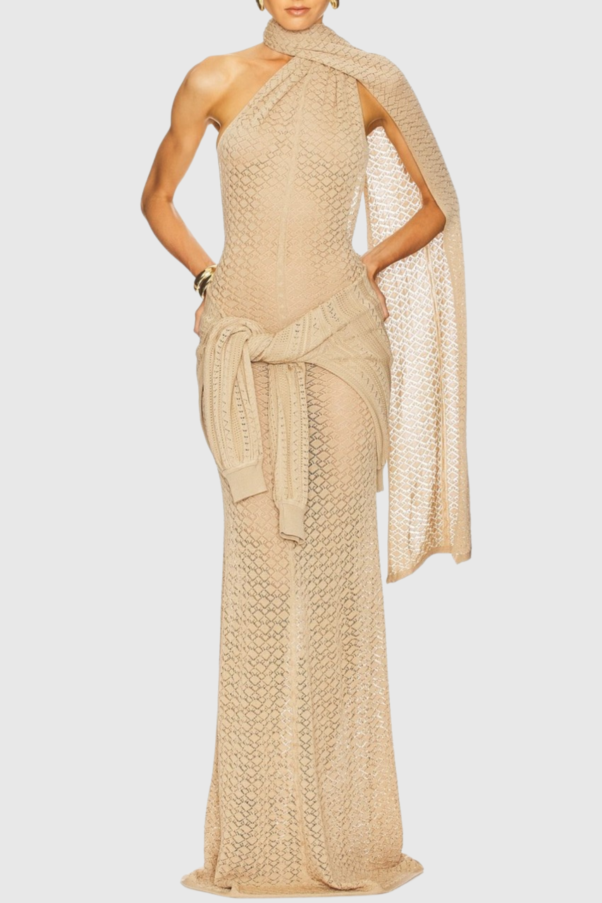 Siouse Backless Wrap Maxi Dress - Apricot