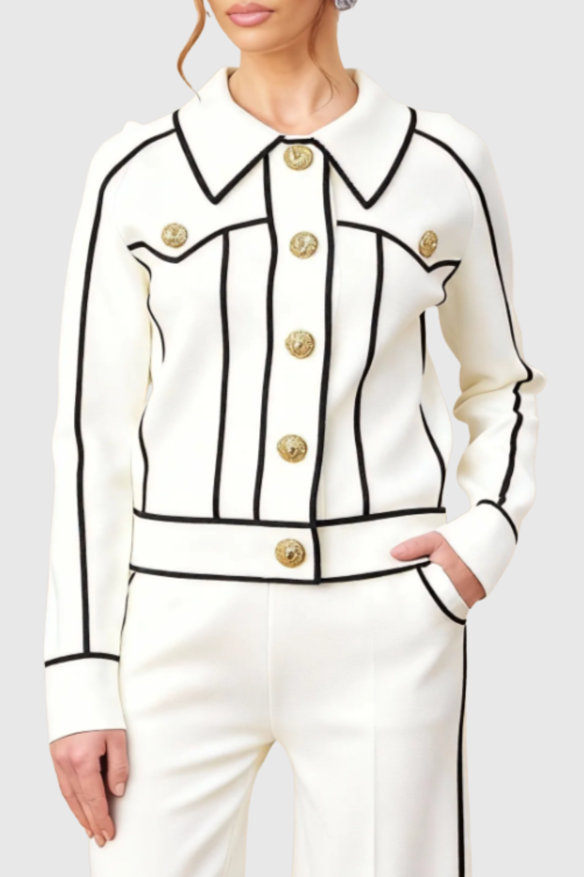 Sitara Buttoned Knit Top - White