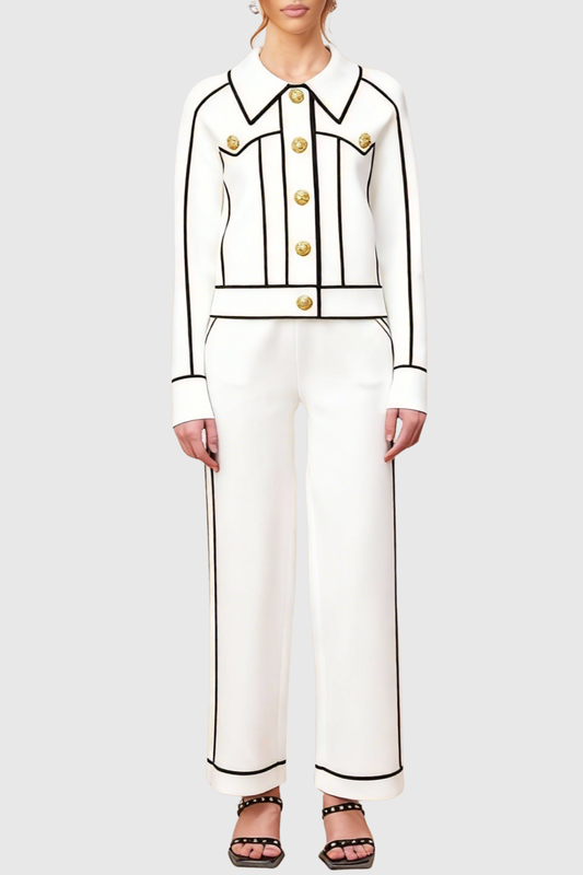 Sitara Buttoned Knit Top - White