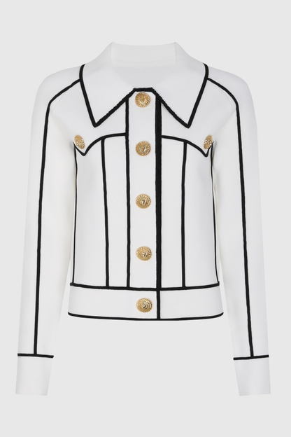 Sitara Buttoned Knit Top - White