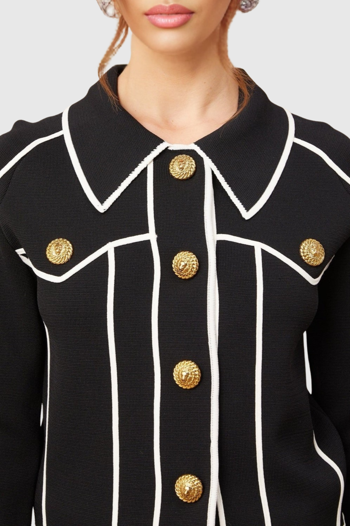 Sitara Buttoned Knit Top - Black