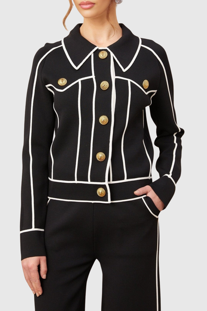 Sitara Buttoned Knit Top - Black