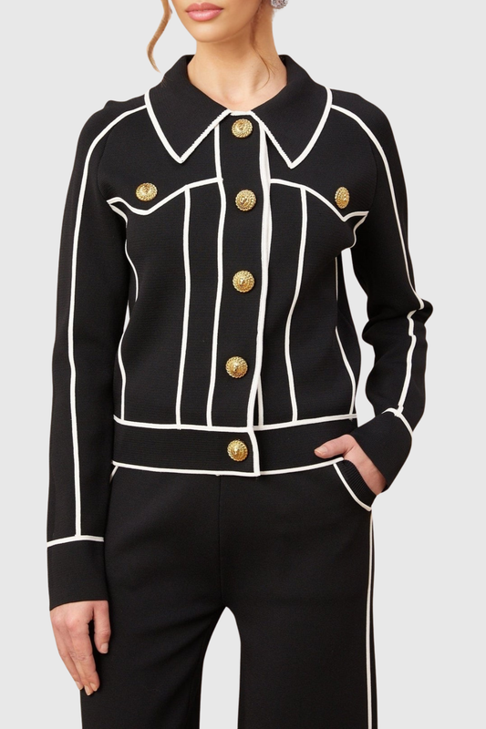 Sitara Buttoned Knit Top - Black