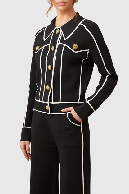 Sitara Buttoned Knit Top - Black