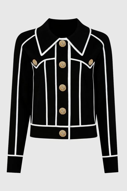 Sitara Buttoned Knit Top - Black