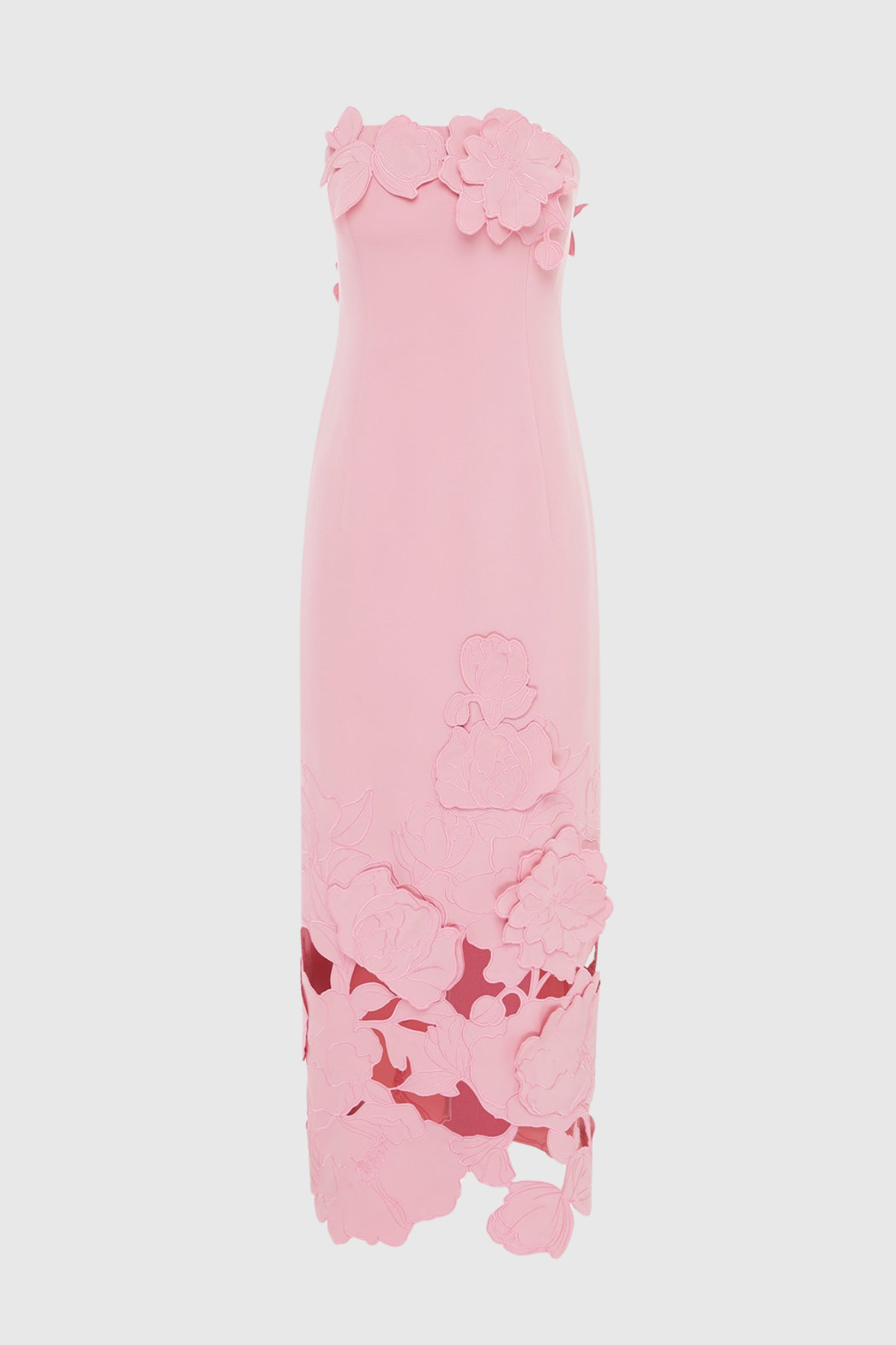 Sladia Floral Appliqué Strapless Midi Dress - Pink