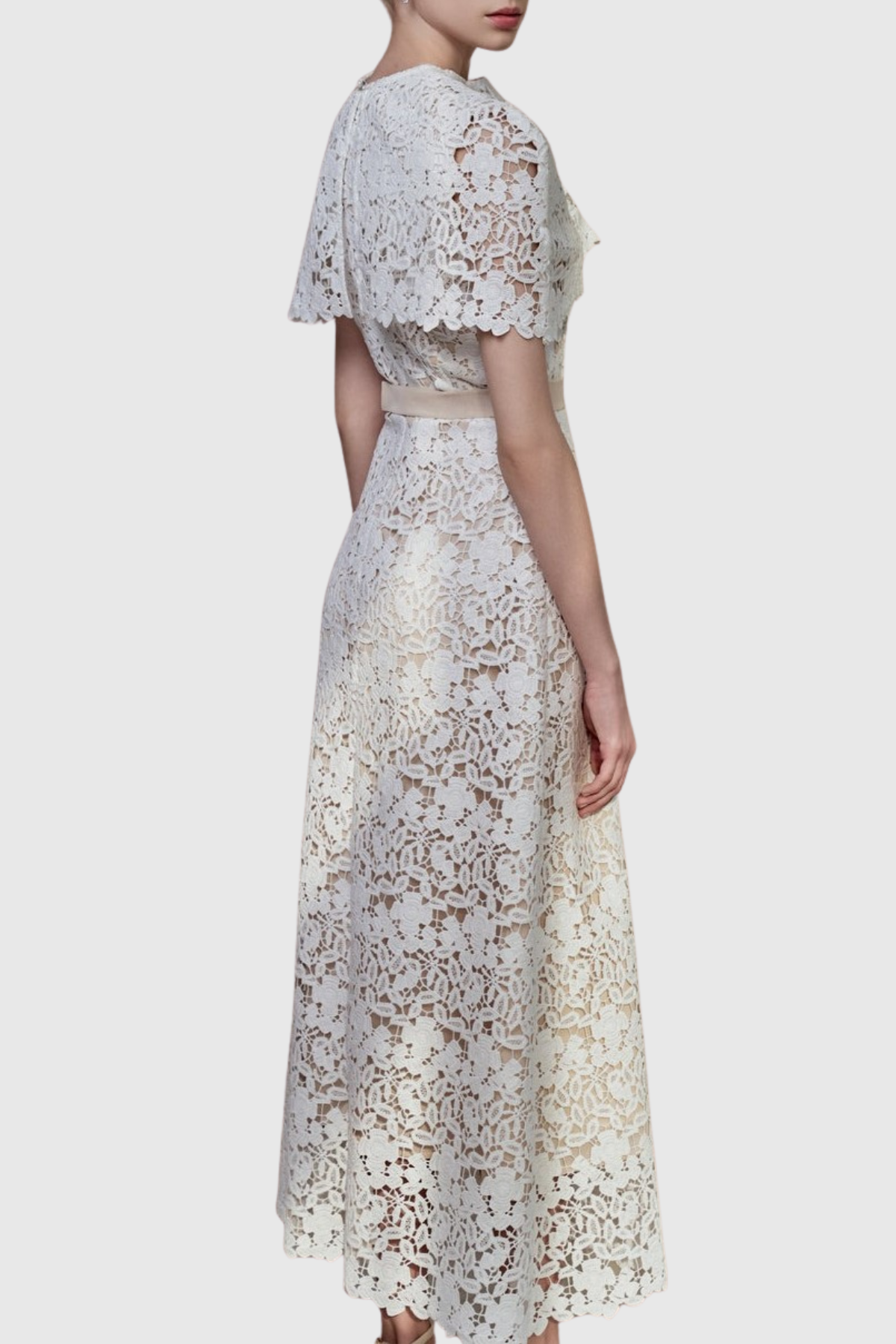 Slate Lace Cape Midi Dress