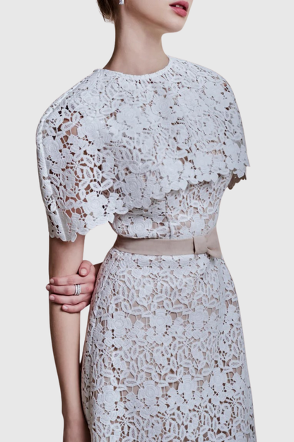 Slate Lace Cape Midi Dress