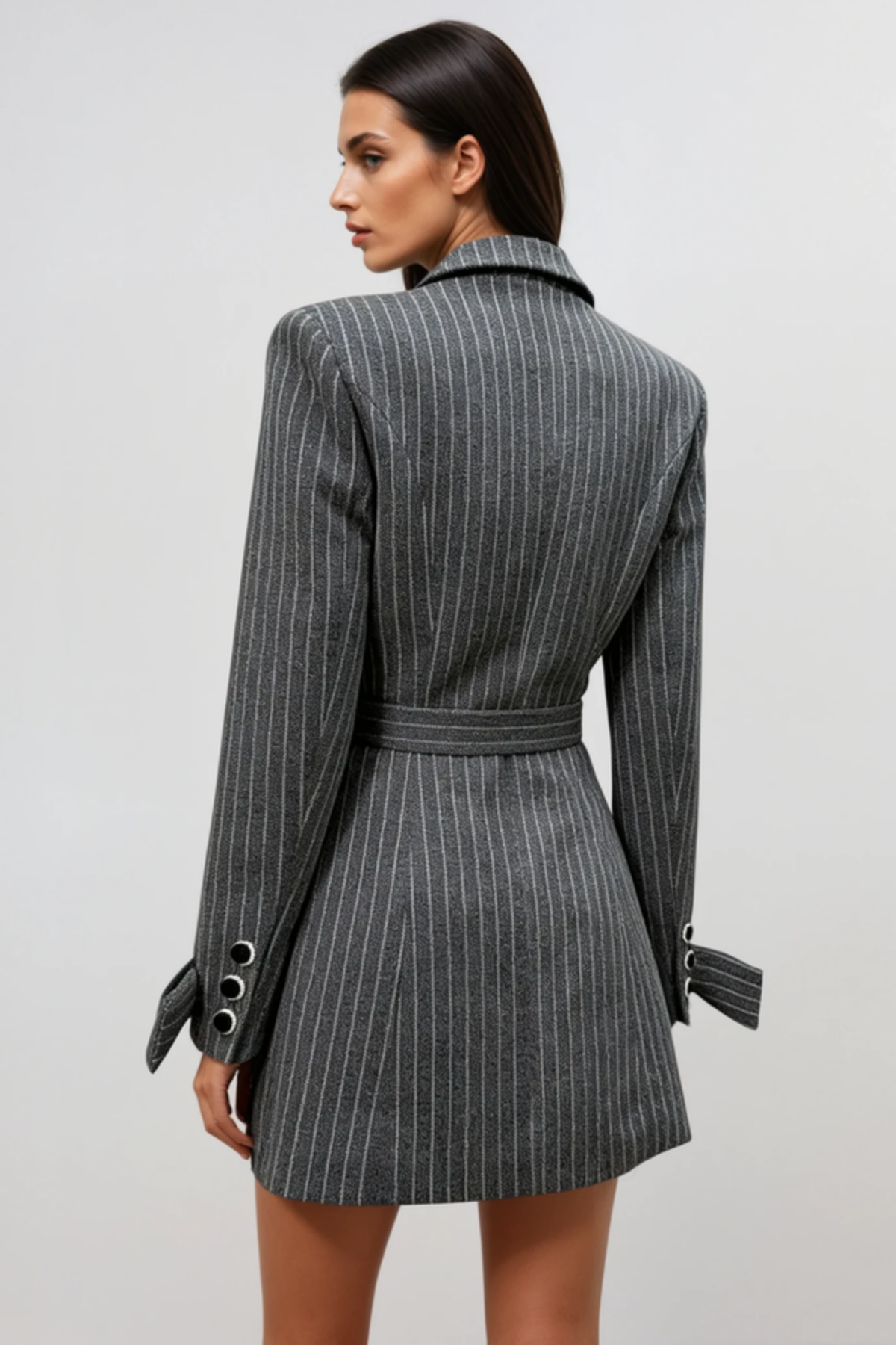 Smitha Bow Pinstripe Mini Blazer Dress