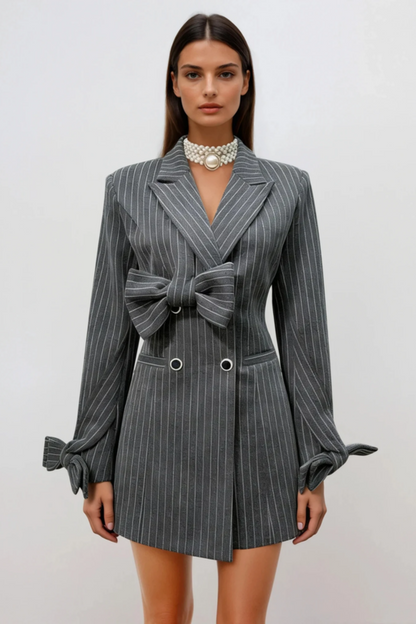 Smitha Bow Pinstripe Mini Blazer Dress