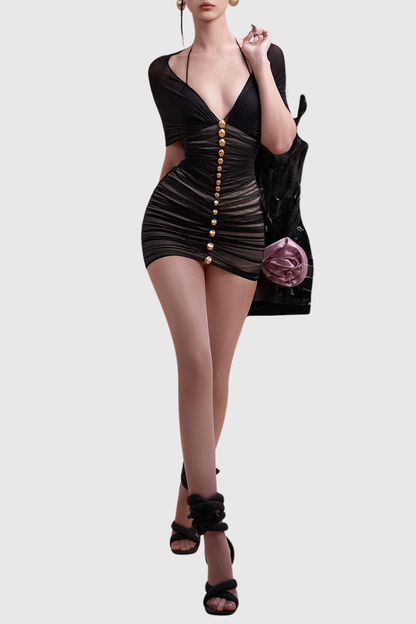 Socorro Mesh Ruched Mini Dress