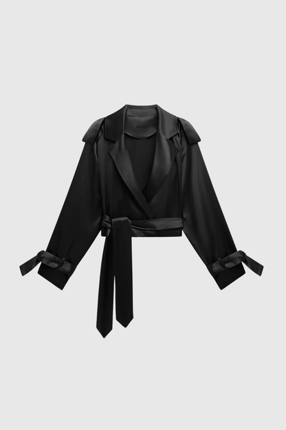 Solange Satin Short Trench - Black