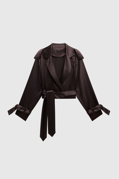Solange Satin Short Trench - Brown