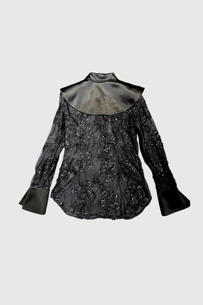 Solson Floral Lace Shirt - Black