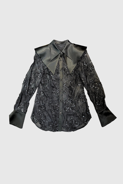 Solson Floral Lace Shirt - Black