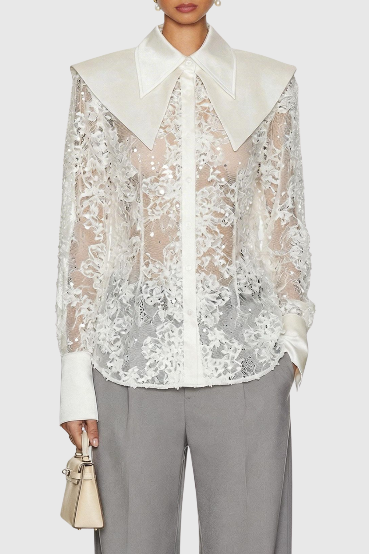 Solson Floral Lace Shirt - White