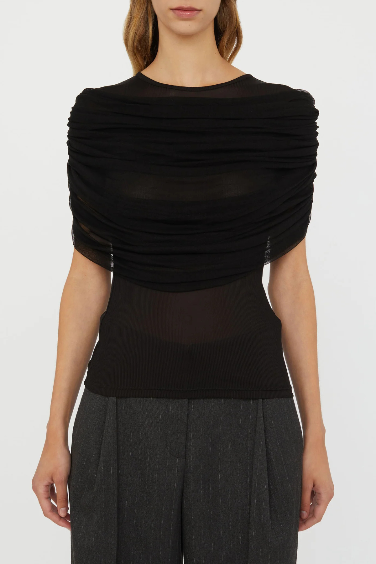 Solvei Mesh Draped Top - Black