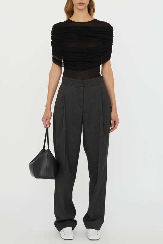 Solvei Mesh Draped Top - Black