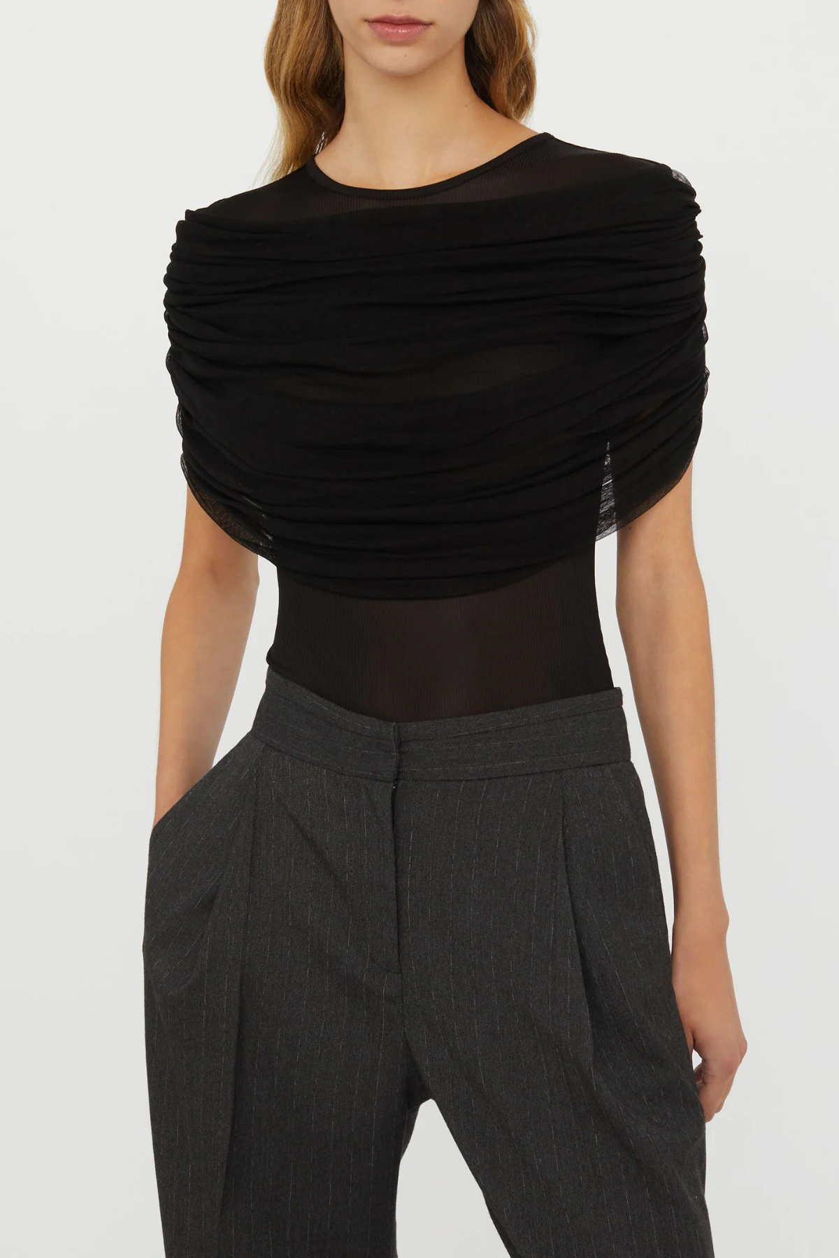 Solvei Mesh Draped Top - Black