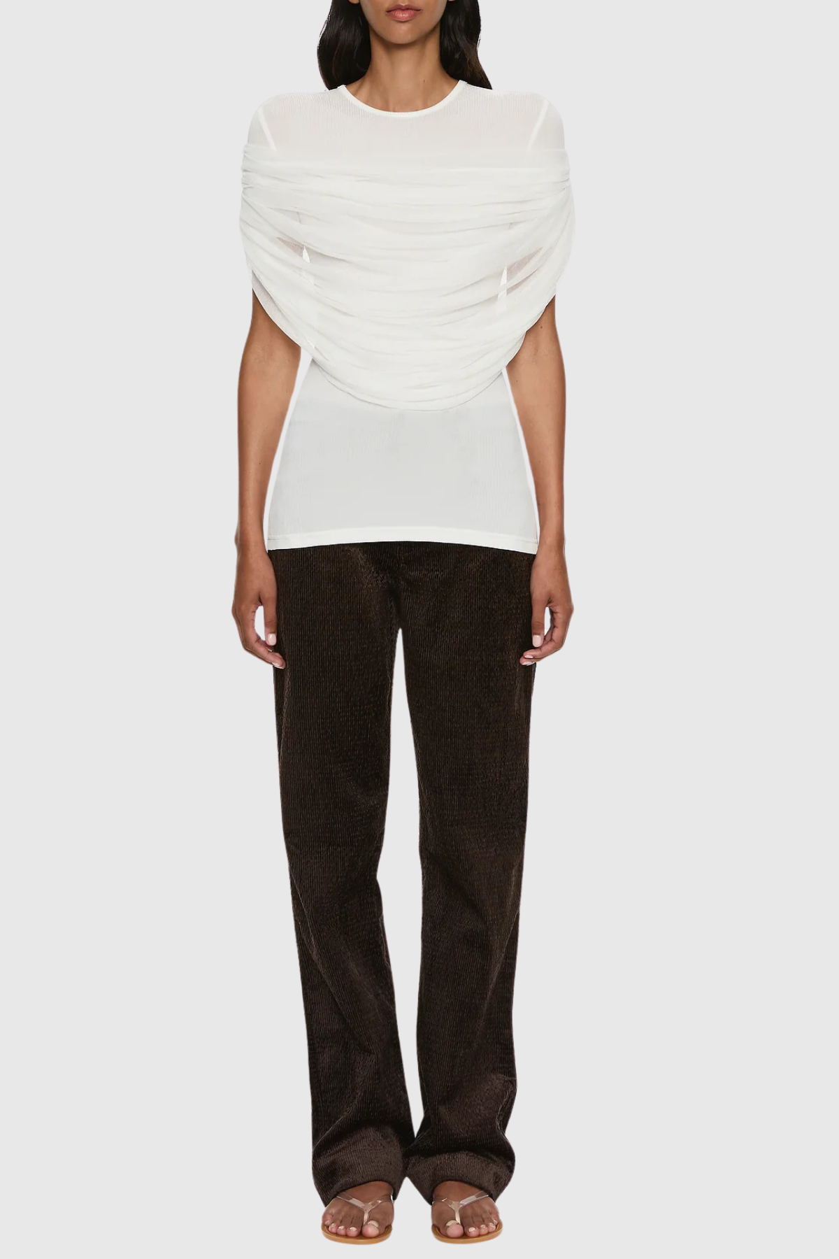 Solvei Mesh Draped Top - White
