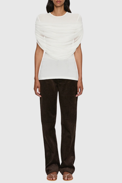 Solvei Mesh Draped Top - White