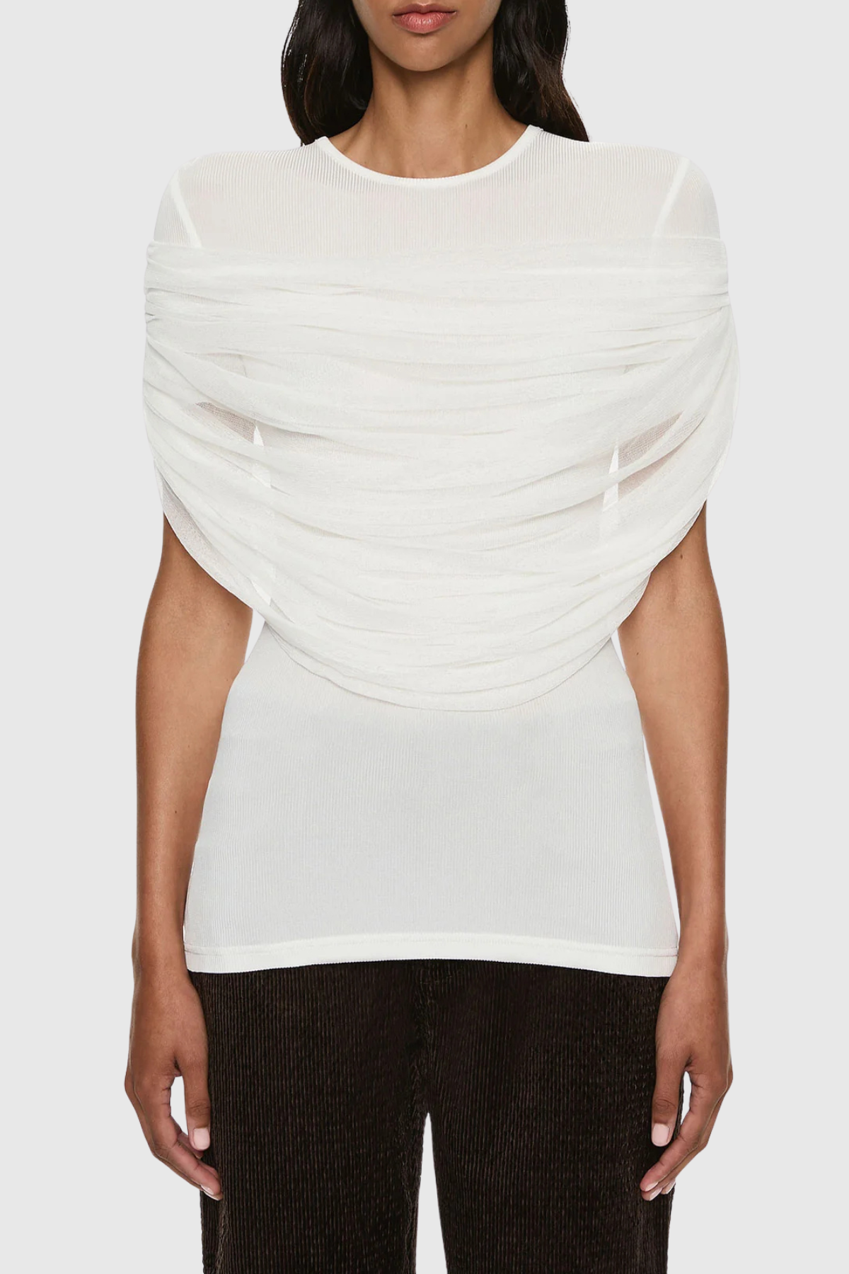 Solvei Mesh Draped Top - White