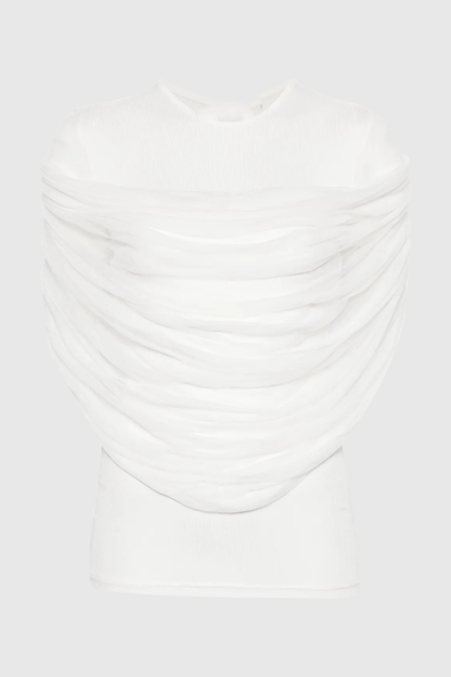 Solvei Mesh Draped Top - White