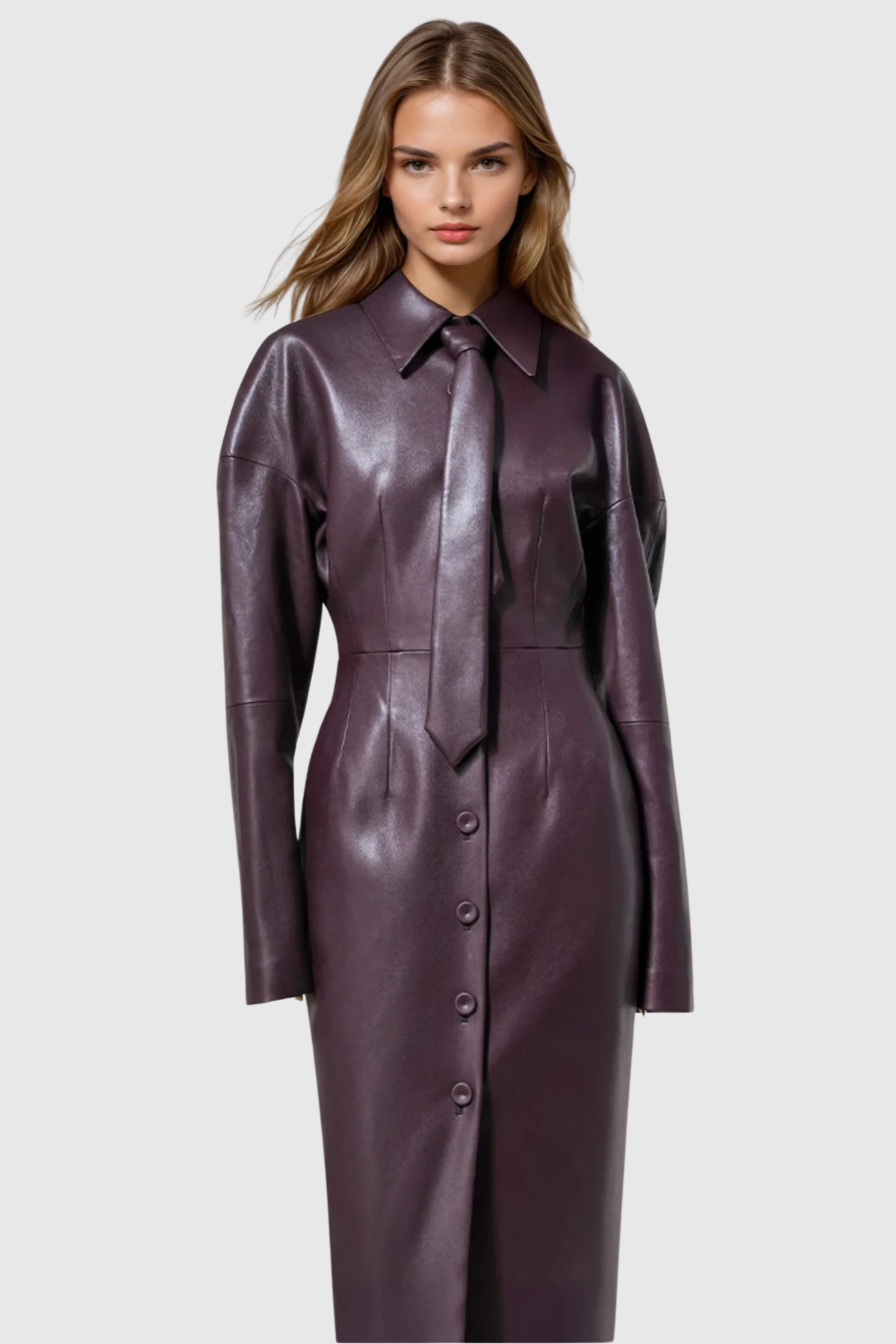 Sonali Tie Leather Midi Dress