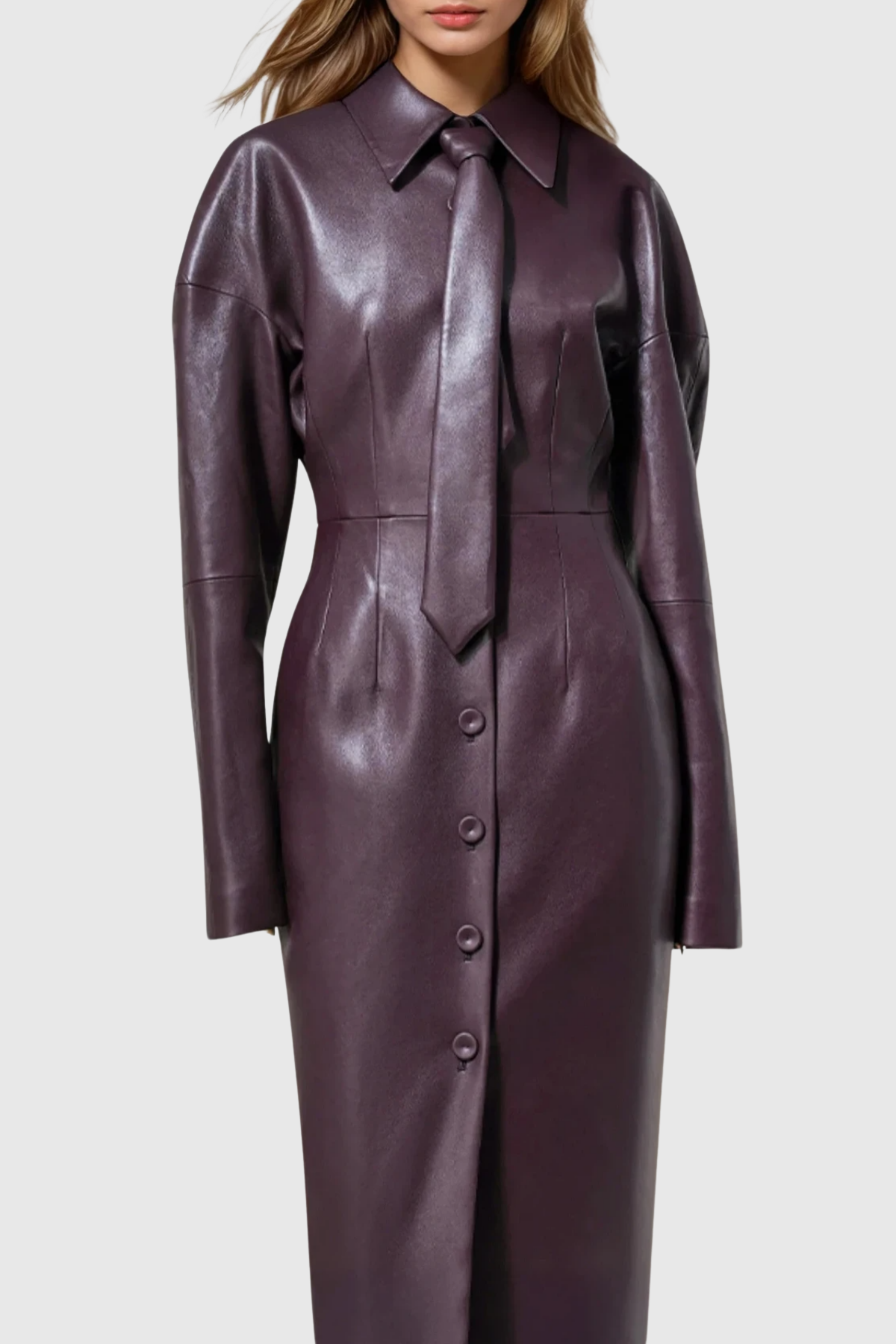 Sonali Tie Leather Midi Dress