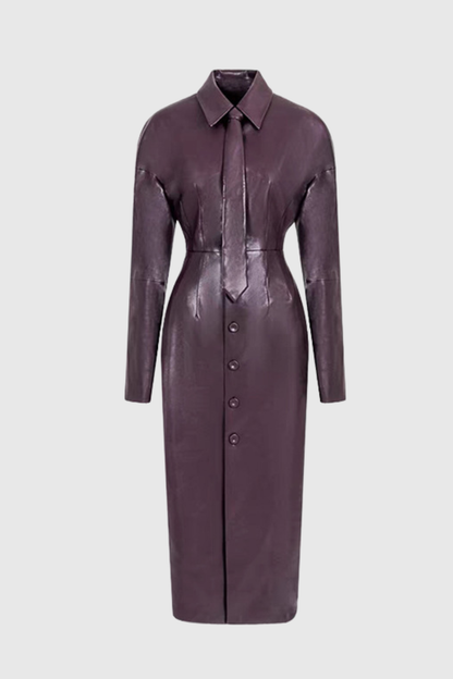 Sonali Tie Leather Midi Dress