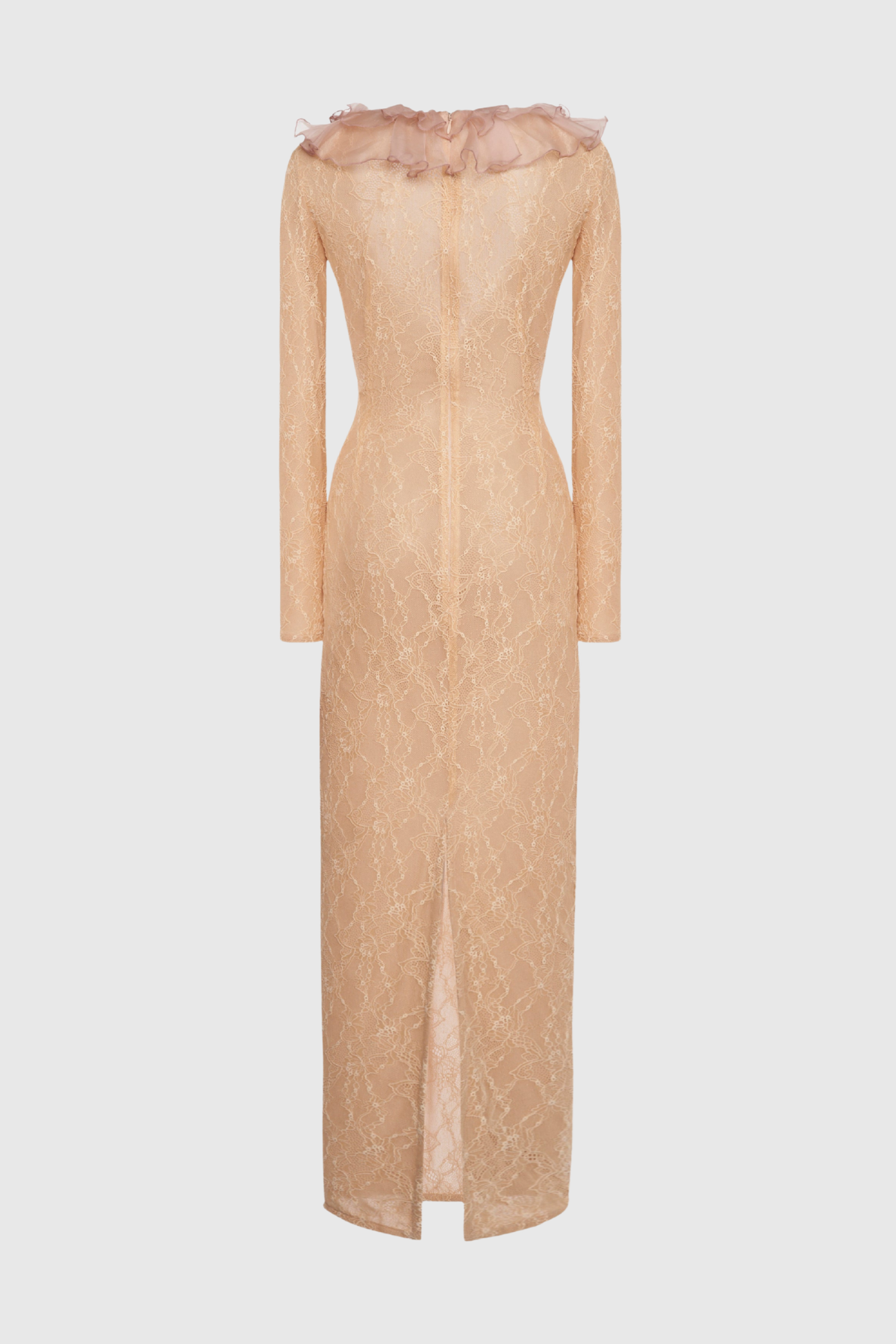 Sophronia Ruffle Lace Midi Dress - Nude