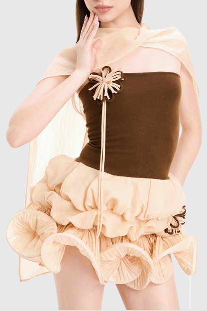 Sorrel Floral Strapless Ruffle Mini Dress