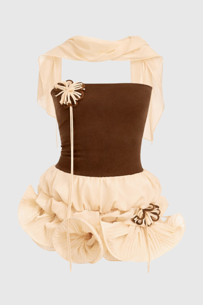 Sorrel Floral Strapless Ruffle Mini Dress