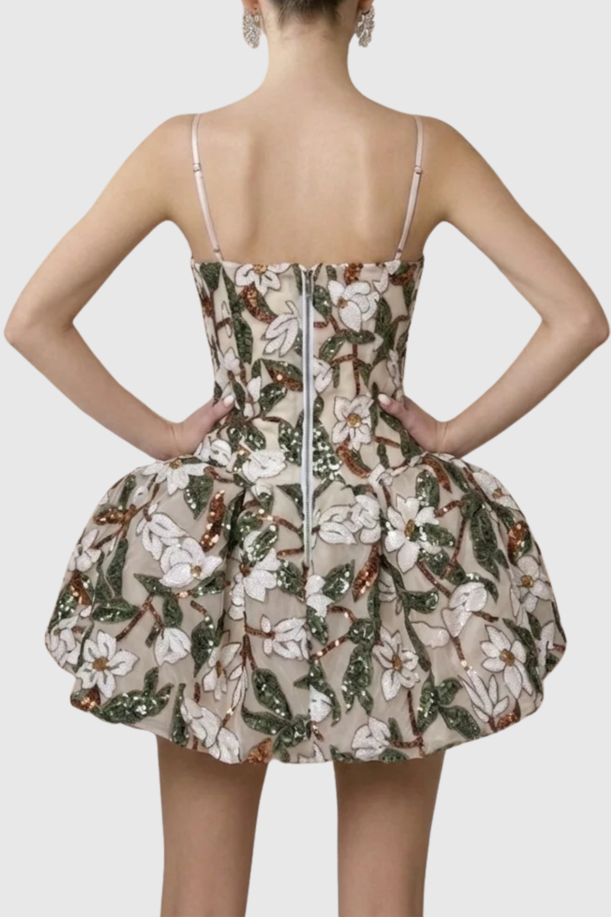 Sosie Floral Sequin Corset Puffy Mini Dress