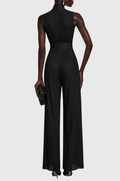 Sparra Zipper Ruched Jumpsuit - Black
