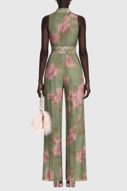 Sparra Zipper Ruched Jumpsuit - Green