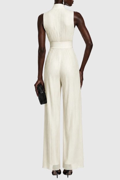 Sparra Zipper Ruched Jumpsuit - White
