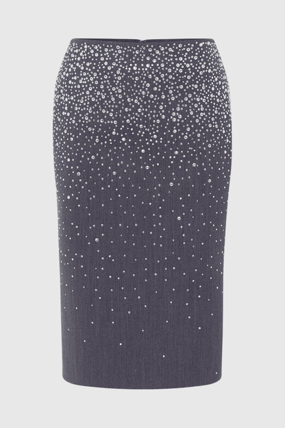 Stellao Crystal Embellished Midi Skirt