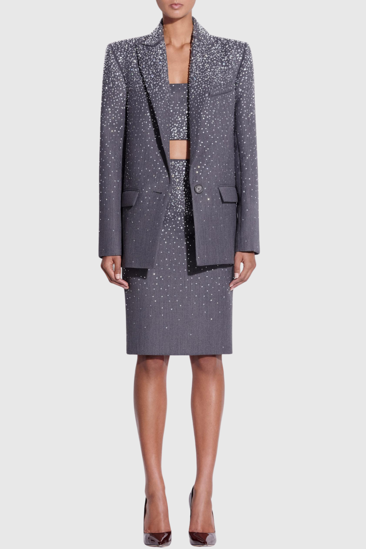 Stellao Crystal Embellished Midi Skirt
