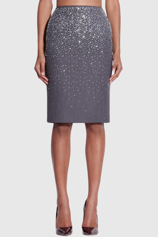 Stellao Crystal Embellished Midi Skirt