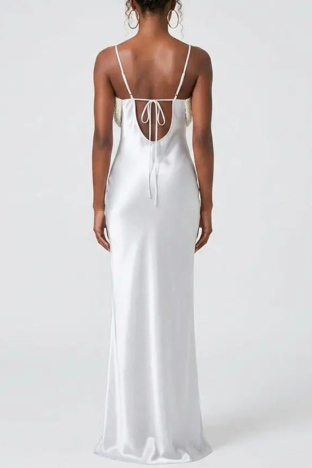 Stevie Pearl Embellished Satin Maxi Dress